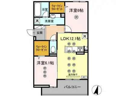 フィオーレ(2LDK/3階)の間取り写真