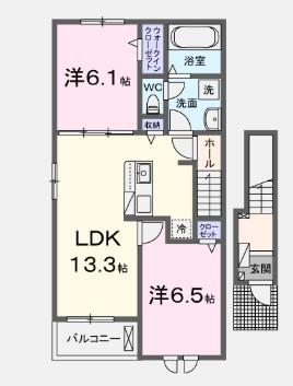 メゾン・ド・レコルト(2LDK/2階)の間取り写真