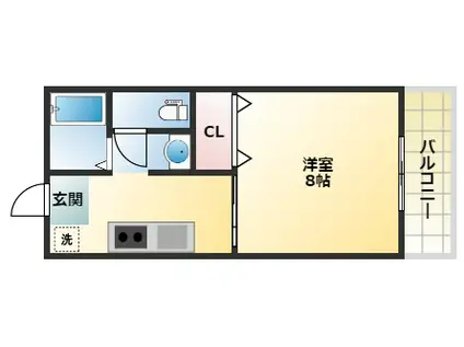 ヴァルデ・キャセ(1K/1階)の間取り写真