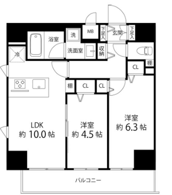 SAION町屋(2LDK/5階)の間取り写真