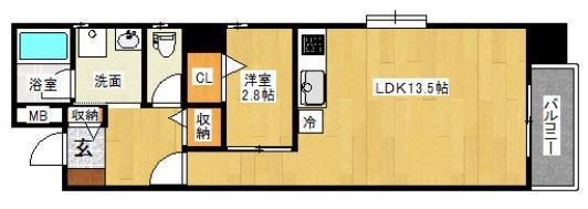 アヴァンティ久留米中央(1LDK/2階)の間取り写真