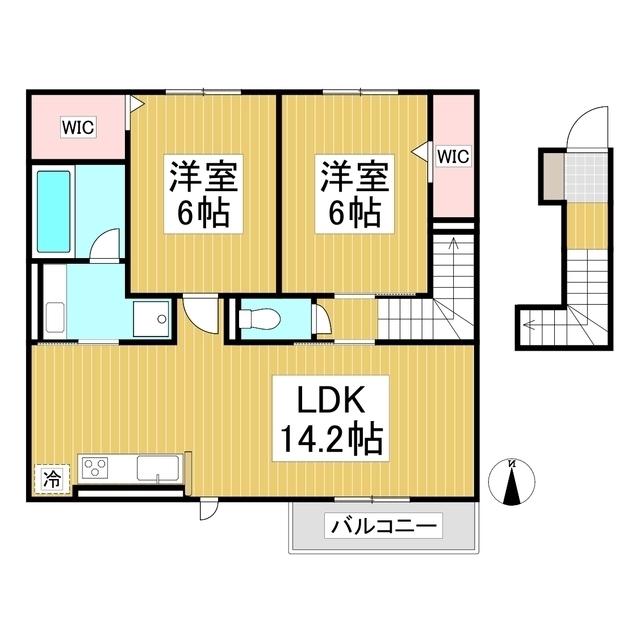 サンコーポラス御所(2LDK/2階)の間取り写真