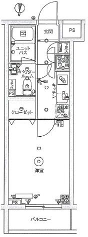 スカイコート東京ベイ東雲壱番館(1K/2階)の間取り写真