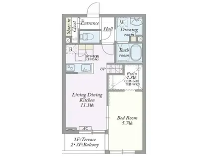 材木座ハウス(1LDK/1階)の間取り写真
