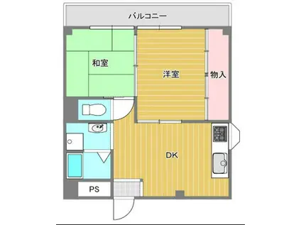 プリンスヴィラ東住吉(2DK/3階)の間取り写真