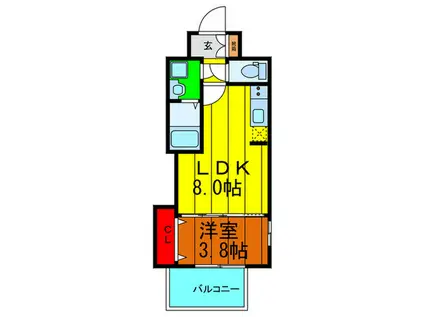 シェリロ香里園(1LDK/8階)の間取り写真
