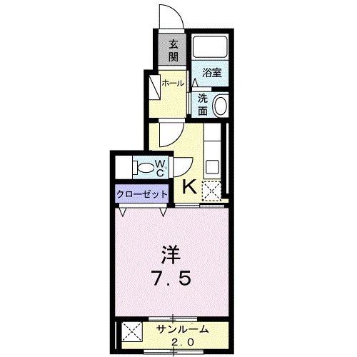 T・フロムII(1K/1階)の間取り写真