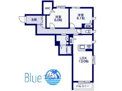 エクラシエ茅ヶ崎(2LDK/2階)の間取り写真