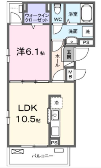 フォンテーヌⅢ(1LDK/3階)の間取り写真