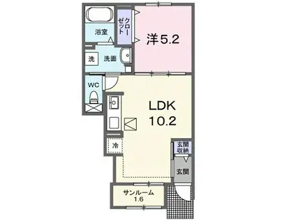 チャコット(1LDK/1階)の間取り写真