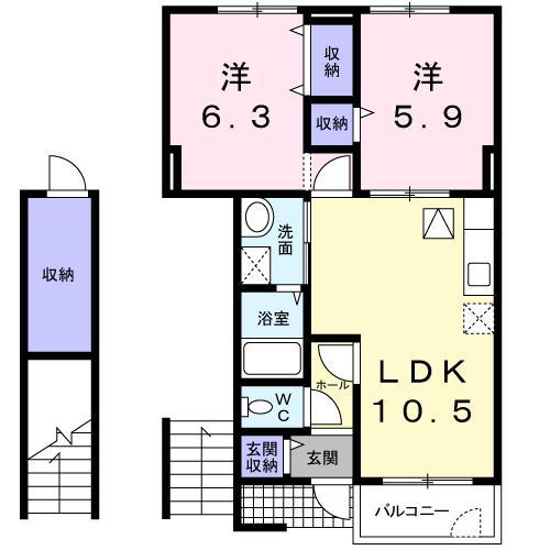グリーンハウス(2LDK/1階)の間取り写真