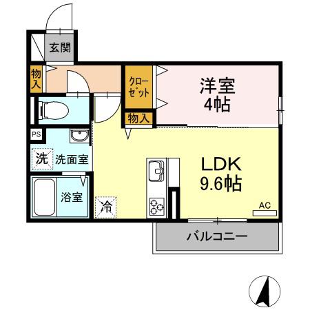 DーROOMグランシャリオ(1LDK/2階)の間取り写真