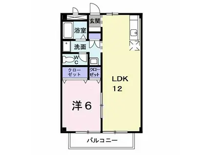 スプリングヒルズ(1LDK/2階)の間取り写真