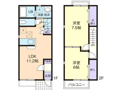 アンパサージュ(2LDK/1階)の間取り写真