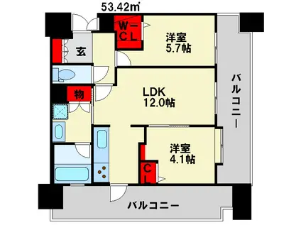 エンクレスト南福岡 奏の杜(2LDK/2階)の間取り写真