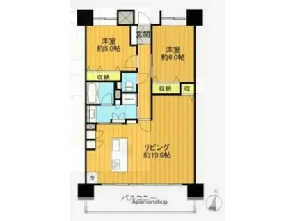 レジデンシャル開成山公園(2LDK/8階)の間取り写真