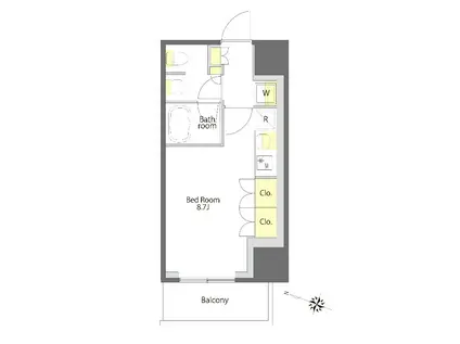 プライムメゾン白金台タワー(ワンルーム/6階)の間取り写真
