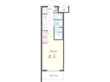 ライムグリーン(1K/2階)の間取り写真