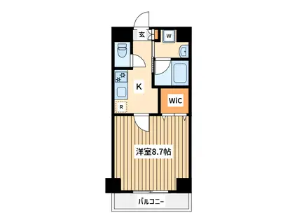 小田急線 町田駅 徒歩11分 7階建 築22年(1K/6階)の間取り写真