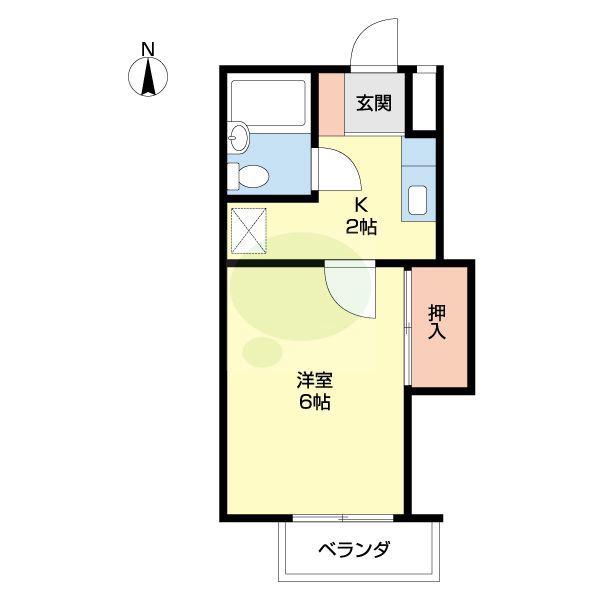 メゾンフェリス栄谷(1K/2階)の間取り写真