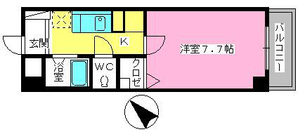 シャトレTOKIE(1K/2階)の間取り写真