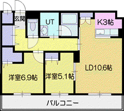 ジュノール千歳真々地(2LDK/5階)の間取り写真