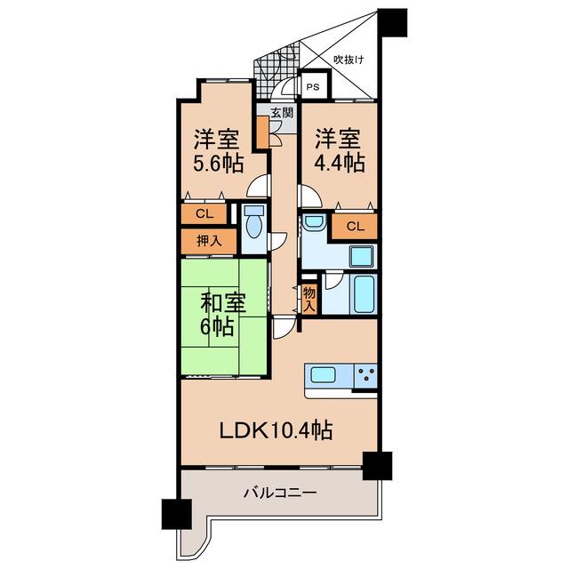 クローバーメゾン狐島(3LDK/4階)の間取り写真