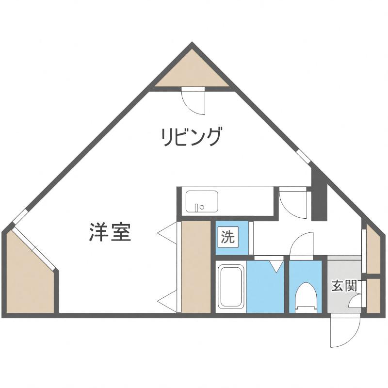 あっぷる家(1DK/4階)の間取り写真