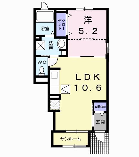 エターナル(1LDK/1階)の間取り写真
