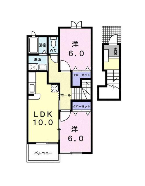 ヴィラ有ノ木(2LDK/2階)の間取り写真