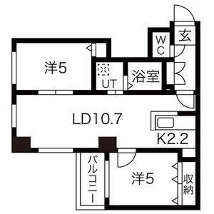 地下鉄南北線 自衛隊前駅 徒歩17分 4階建 築22年(2LDK/3階)の間取り写真