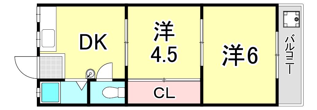山本ハイツ(2DK/1階)の間取り写真