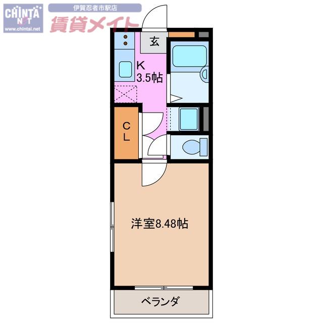 フリオフラッシュ(1K/2階)の間取り写真