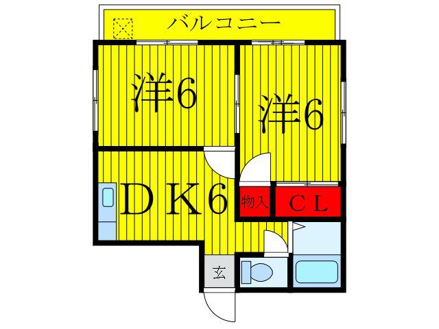 クレインヒル早稲田(2DK/8階)の間取り写真