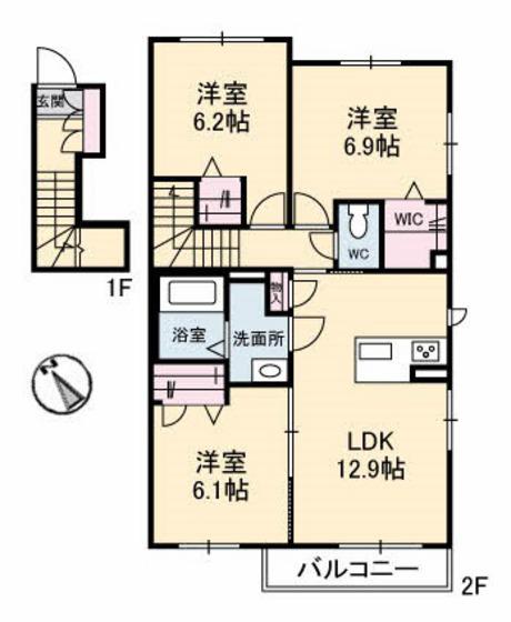 SERENA GARDEN E棟(3LDK/2階)の間取り写真