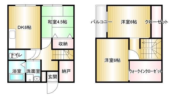ファミール頴田(3DK/2階)の間取り写真