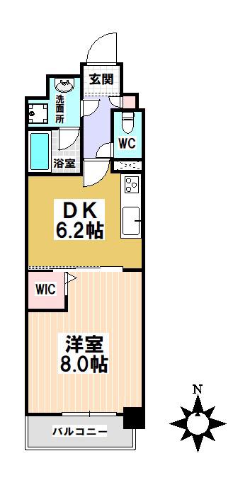プロセルム上坂(1DK/4階)の間取り写真