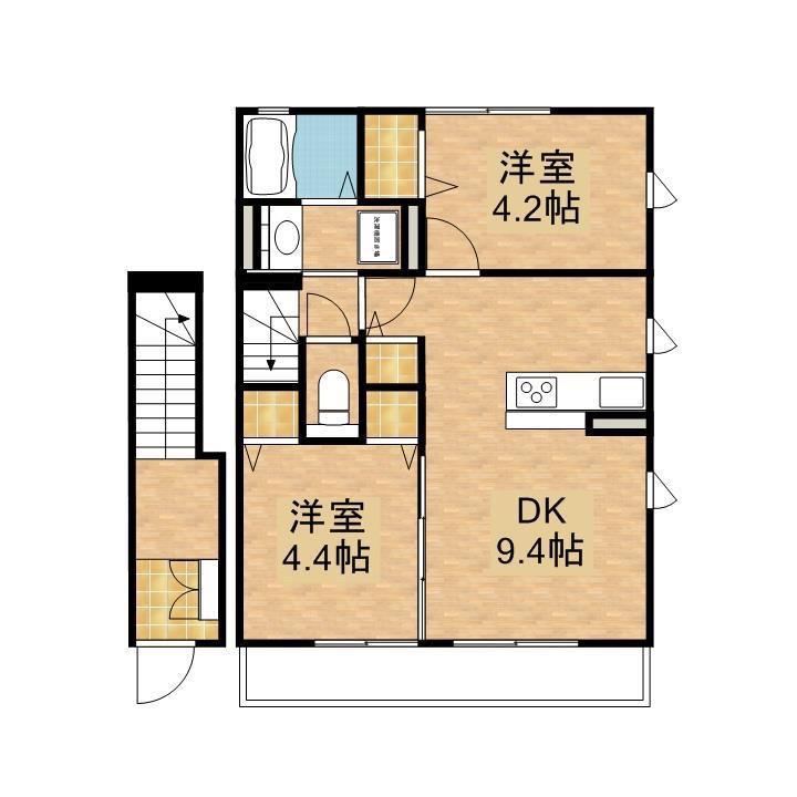 サンパティークB(2DK/2階)の間取り写真