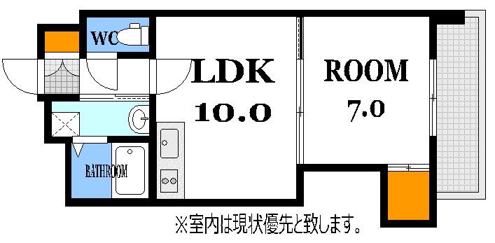 ベルパッソ平和公園(1LDK/3階)の間取り写真