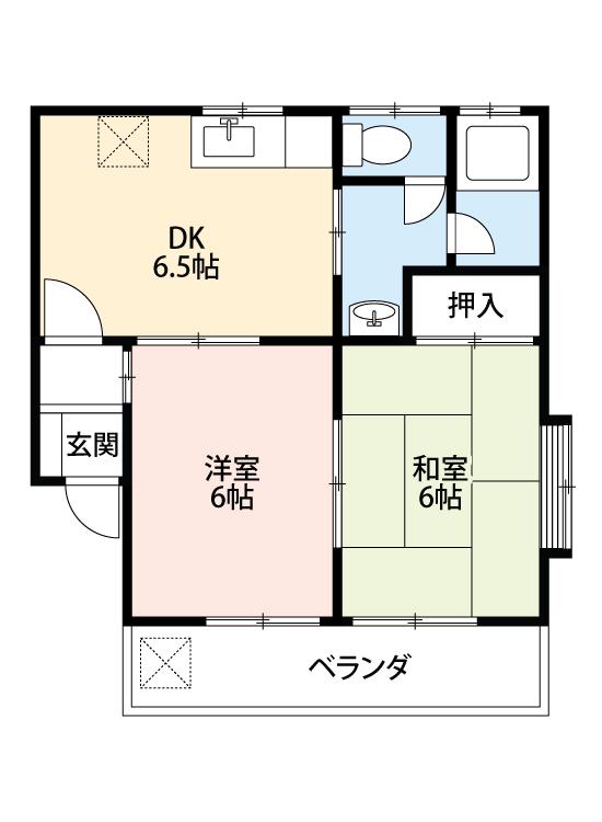 ハイツ桜雅C棟(2DK/2階)の間取り写真