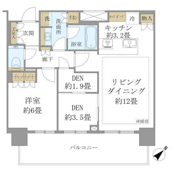 ブリリアタワー浜離宮(1LDK/30階)の間取り写真