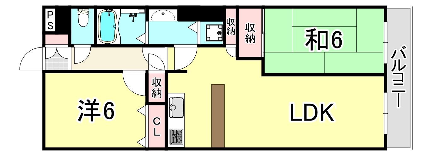 ミレア武庫之荘(2LDK/5階)の間取り写真