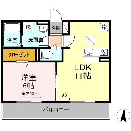 サンライズ豊益築港町(1LDK/1階)の間取り写真