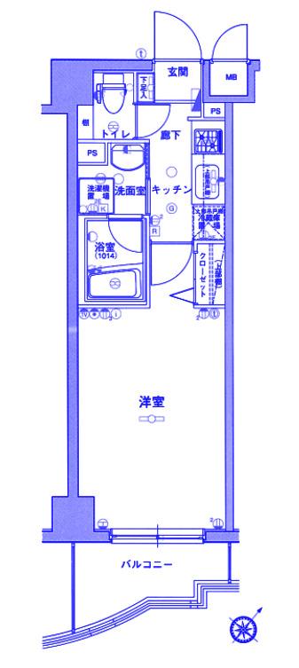 グリフィン新横浜・六番館(1K/4階)の間取り写真