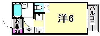 ルシエール甲東園(1K/1階)の間取り写真