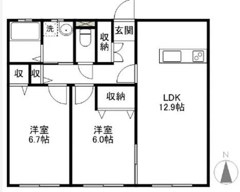 フィオーレ(2LDK/3階)の間取り写真