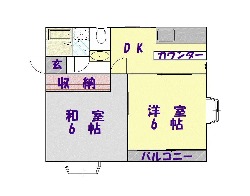 シティーハイツA棟(2DK/2階)の間取り写真
