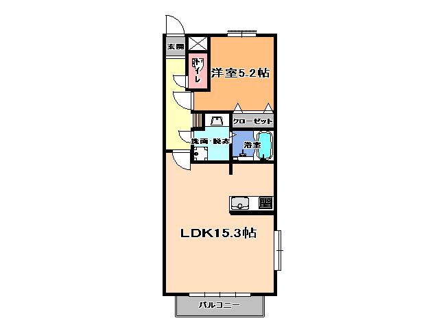 COCCOLARE(1LDK/1階)の間取り写真