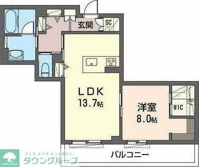 レオナ雅(1LDK/3階)の間取り写真