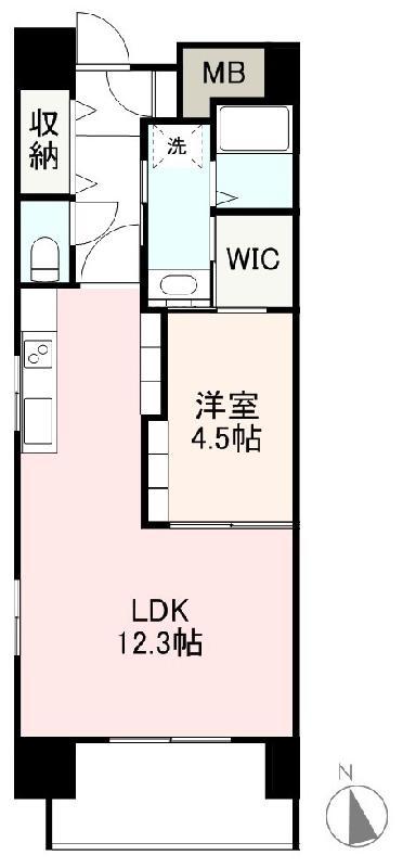 アルファレジデンス観光通(1LDK/10階)の間取り写真